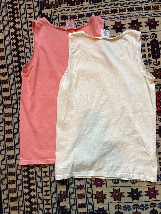 Comfort Colors Coral-Peach and Cream Sleeveless Tanks - Picture 4 of 4